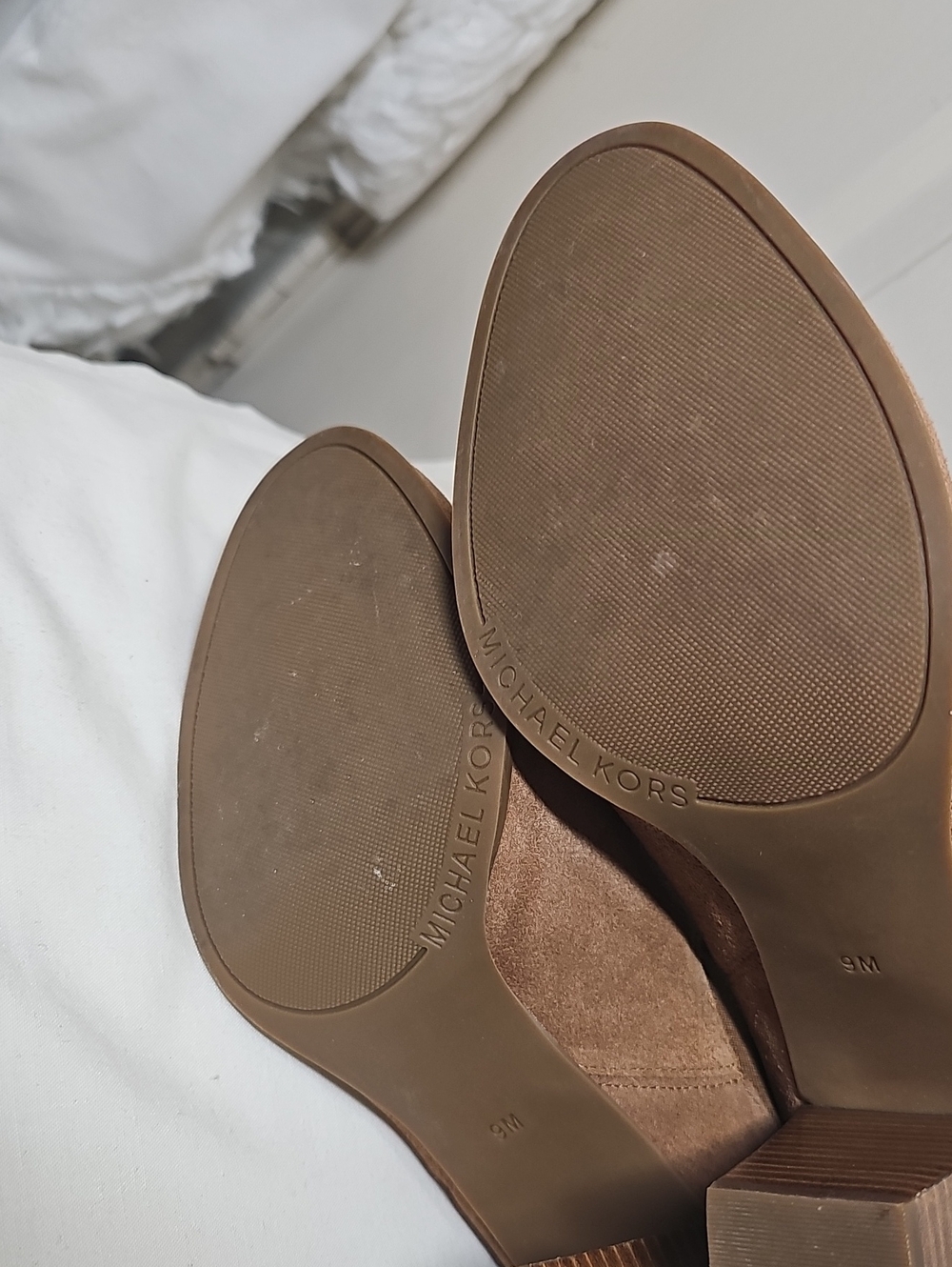 Michael Kors Lotti Suede Block Heel Ankle Booties - Brown - Picture 12 of 13